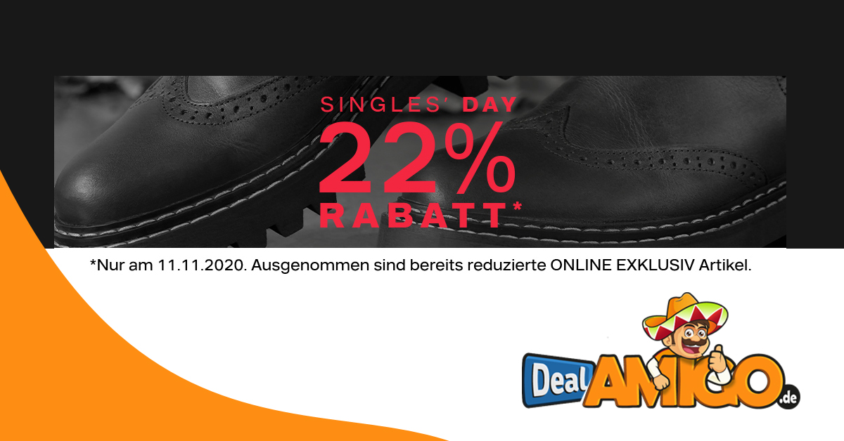 Singles Day Aktion - 22% auf alle nicht reduzierten ONLINE EXKLUSIV Artikel im Deichmann Online Shop!