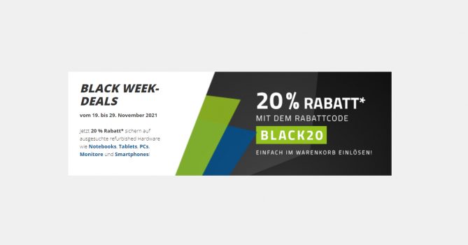 AfB Shop - Black Week 20% auf refurbished Hardware