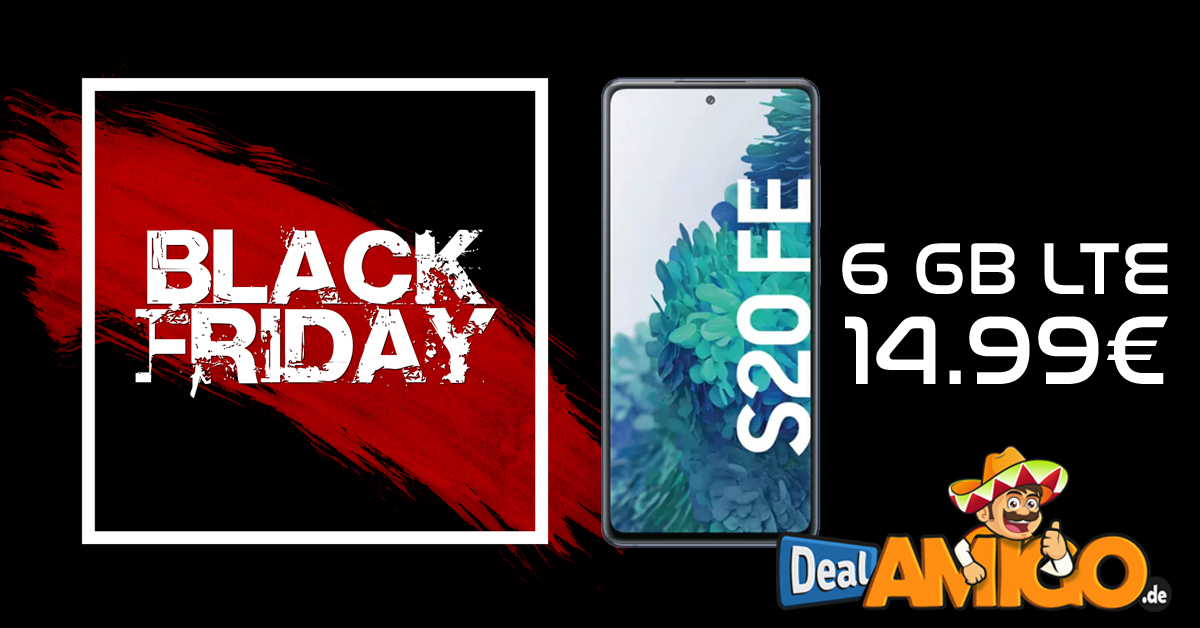 Black Friday Deal! Samsung Galaxy S20 FE mit 6 GB LTE 14,99€ monatlich