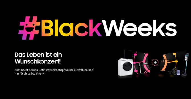 Black Week im Samsung Shop – Zwei Aktionsprodukte wählen und nur eines bezahlen