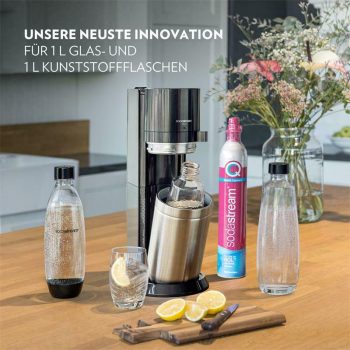 SodaStream Duo Wassersprudler Titan inkl. 1x Glaskaraffe, 1x Kunststoffflasche