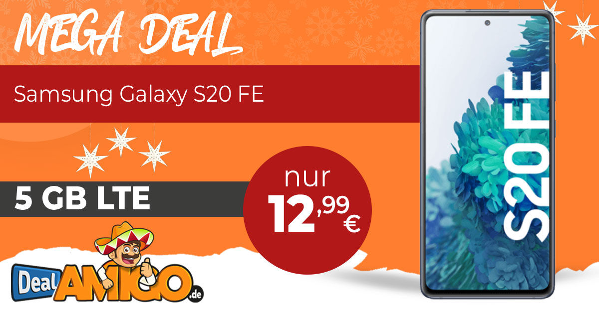 Samsung Galaxy S20 FE mit 5GB LTE nur 12,99€ monatlich