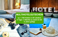 Hotel DEAL 4 Tage für 2, ca. 1.700 Hotels bis 5 n. Wahl, über -80% Rabatt