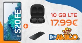 Samsung Galaxy S20 FE 5G & Samsung Galaxy Buds2 & Samsung Trio Charger mit 10GB LTE nur 17,99€ monatlich - nur 29 Euro Zuzahlung