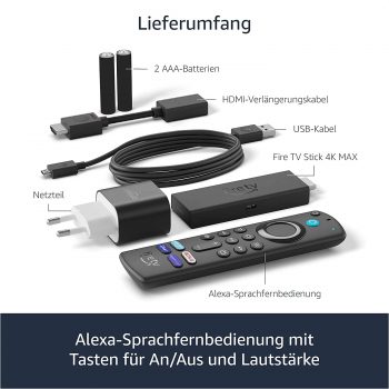 Fire TV Stick 4K Max mit Wi-Fi 6 und Alexa-Sprachfernbedienung (mit TV-Steuerungstasten) nur 33,99 Euro