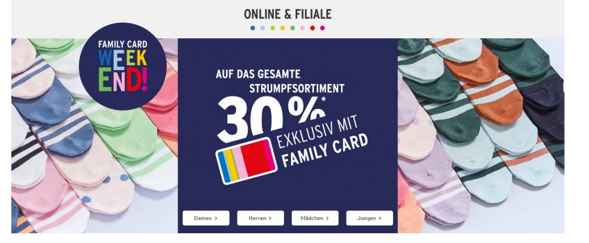family card weekend 30% Rabatt auf das gesamte Strumpfsortiment
