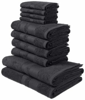 my home Handtuch Set »Vanessa« (Set, 10-tlg), Handtücher mit abgesetzter Bordüre, einfarbiges Handtuchset aus 100% Baumwolle nur 23,98 Euro