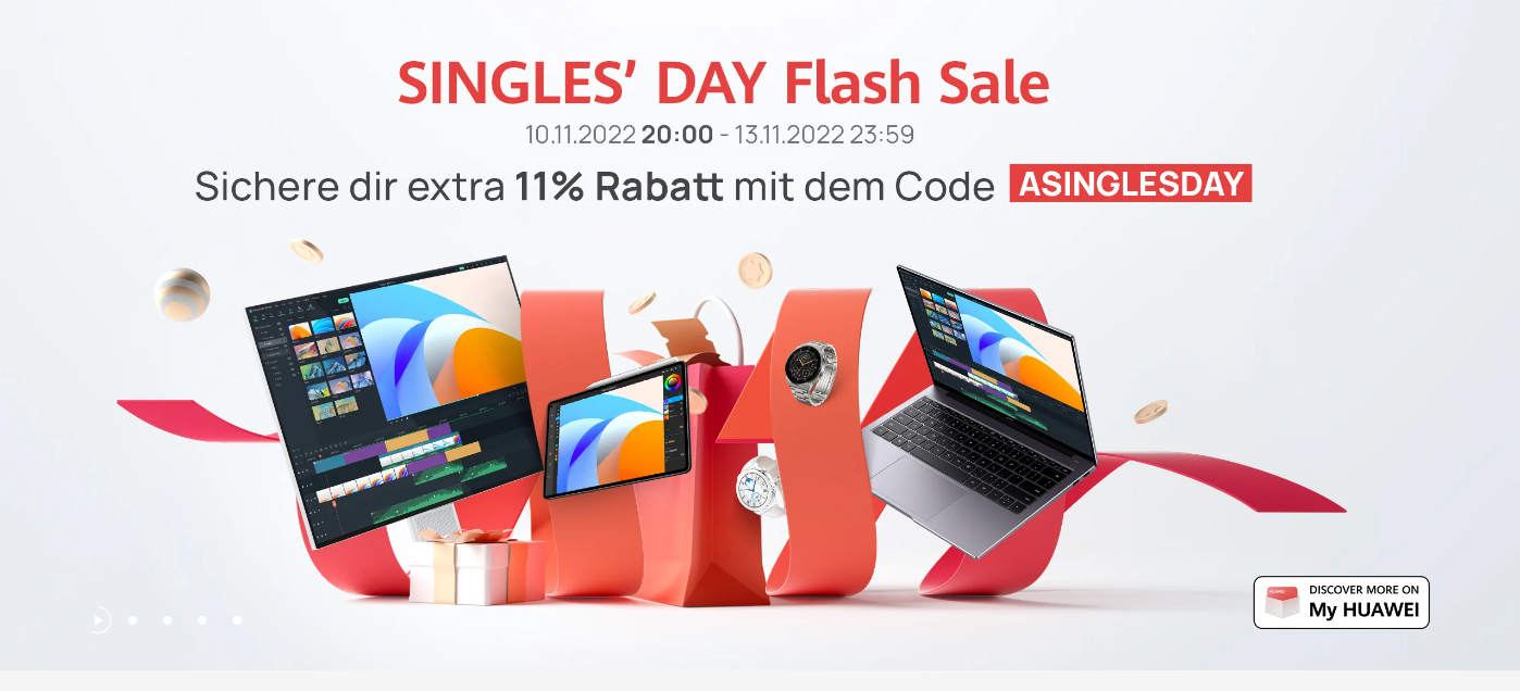HUAWEI Single's Day Flash Sale Sichere dir extra 11% Rabatt