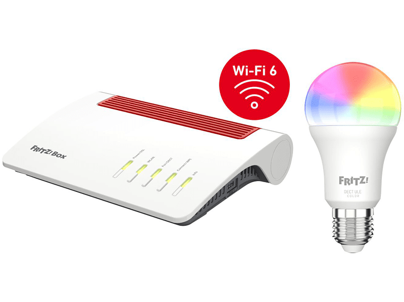 MediaMarkt Tagesdeal - AVM FRITZ!Box 7590 AX + FRITZ!DECT 500 Wi-Fi 6 WLAN-Mesh-Router+ LED Leuchtmittel Mehrfarbig nur 222 Euro