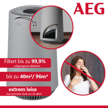 AEG Luftreiniger 40 m² 4stufig Filtration 3 Ventilationsstufen Feinstaub Filter nur 49 Euro