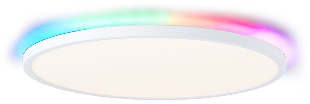 LED Deckenleuchte »Nane«, flache Deckenlampe Ø 42cm, Panel mit Hintergrundbeleuchtung mit Regenbogen-Effekt, dimmbar, CCT Farbtemperatursteuerung (3000-6500K), 2400 Lumen, inkl. Fernbedienung, Nachtlichtfunktion, Deckenpanel
