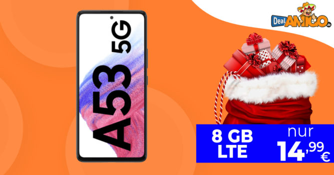 Samsung Galaxy A53 5G & 30€ Wechselbonus mit 8GB LTE nur 14,99 Euro monatlich