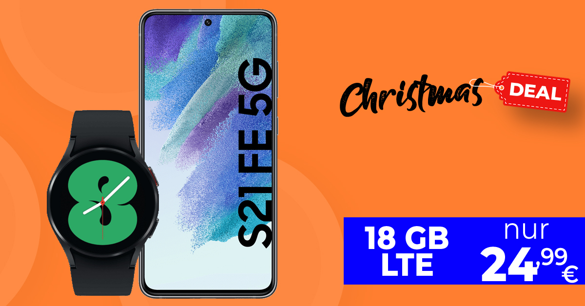 Samsung Galaxy S21 FE 5G & Samsung Galaxy Watch4 mit 18GB LTE nur 24,99 Euro monatlich