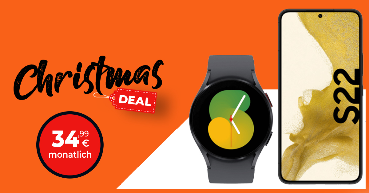 Samsung Galaxy S22 5G & Samsung Galaxy Watch 5 & 50€ Wechselbonus mit 20GB LTE nur 34,99 Euro monatlich