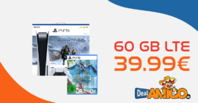 Sony Playstation 5 + God of War Ragnarök + Horizon Forbidden West & 100€ Wechselbonus mit 60GB LTE5G nur 39,99 Euro monatlich