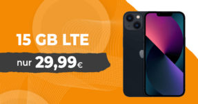 Apple iPhone 13 für einmalig 129 Euro mit 50€ Wechselbonus und 15GB LTE nur 29,99 Euro monatlich