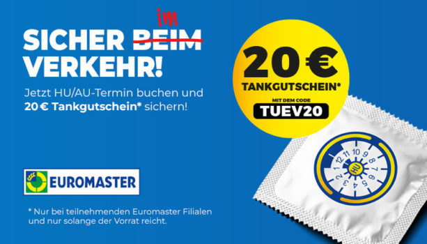 Bis zu 15% Rabatt auf Reifen & 20€ Tankgutschein für neuen TÜV bei Euromaster