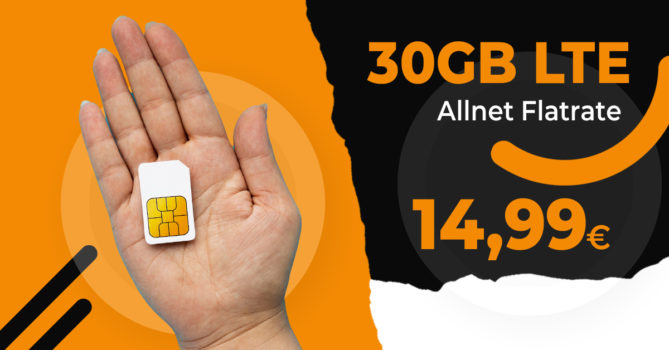Monatlich kündbar - 30GB LTE nur 14,99 Euro monatlich