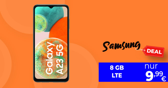 Samsung Galaxy A23 5G für einmalig 89 Euro mit 30€ Wechselbonus und 8GB LTE nur 9,99 Euro monatlich