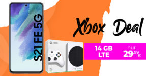 Samsung Galaxy S21 FE 5G & Microsoft Xbox Series S für einmalig 49 Euro mit 50€ Wechselbonus und 14GB LTE nur 29,99 Euro monatlich