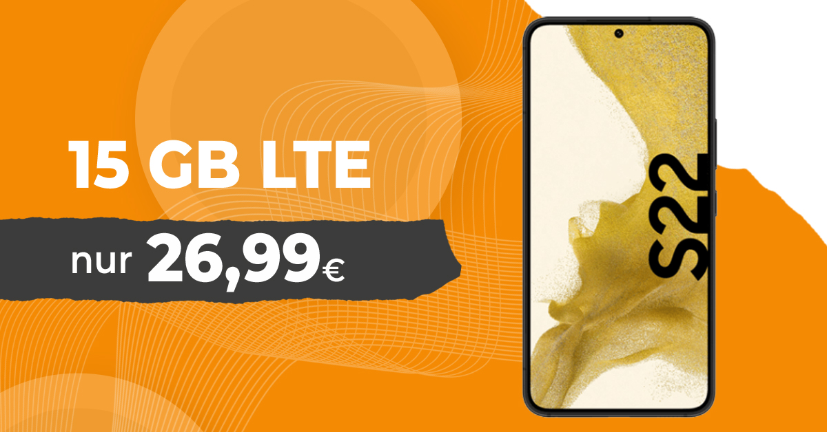 Samsung Galaxy S22 5G & 50€ Wechselbonus mit 15GB LTE nur 26,99 Euro monatlich - nur 49 Euro Zuzahlung
