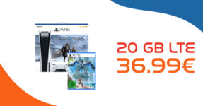 Sony Playstation 5 + God of War Ragnarök + Horizon Forbidden West & 50€ Wechselbonus mit 20GB LTE nur 36,99 Euro monatlich