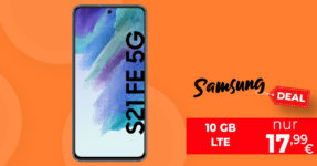 Samsung Galaxy S21 FE 5G für einmalig 33 Euro mit 10GB LTE nur 17,99 Euro monatlich