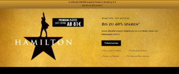 Bis zu 40% sparen - HAMILTON - DAS MUSICAL - Erlebe ein Stück Revolution - Sicher dir Aktionstickets bis zum 06.03