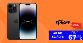 Apple iPhone 14 Pro Max für einmalig 49 Euro mit 40GB LTE5G für 67,99 Euro monatlich