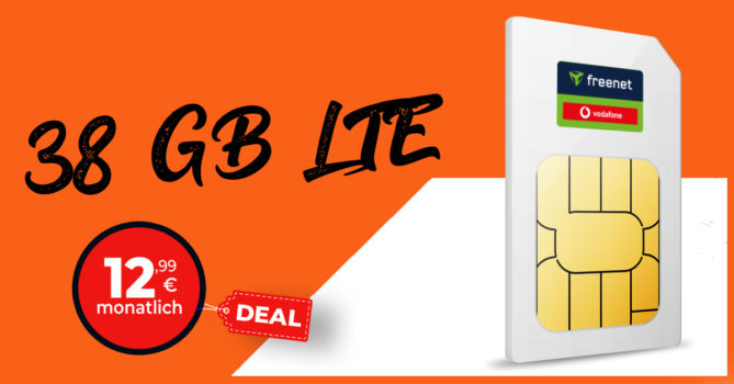SIM Only Deal - 38GB LTE Allnet Flat nur 12,99 Euro monatlich - kein Anschlusspreis