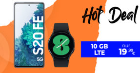 Samsung Galaxy S20 FE 5G & Samsung Galaxy Watch4 mit 10GB LTE nur 19,99 Euro monatlich - nur 9 Euro Zuzahlung