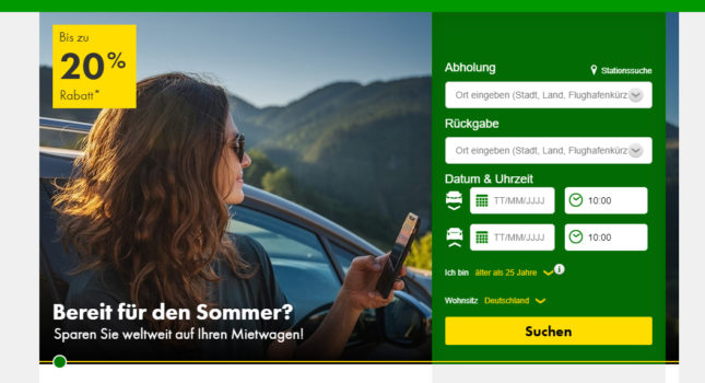 Bis zu 20% Rabatt bei Europcar
