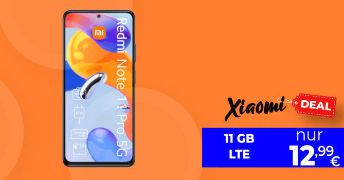 Xiaomi Redmi Note 11 Pro 5G für einmalig nur 29 Euro mit 30€ Wechselbonus und 11GB LTE nur 12,99€ monatlich