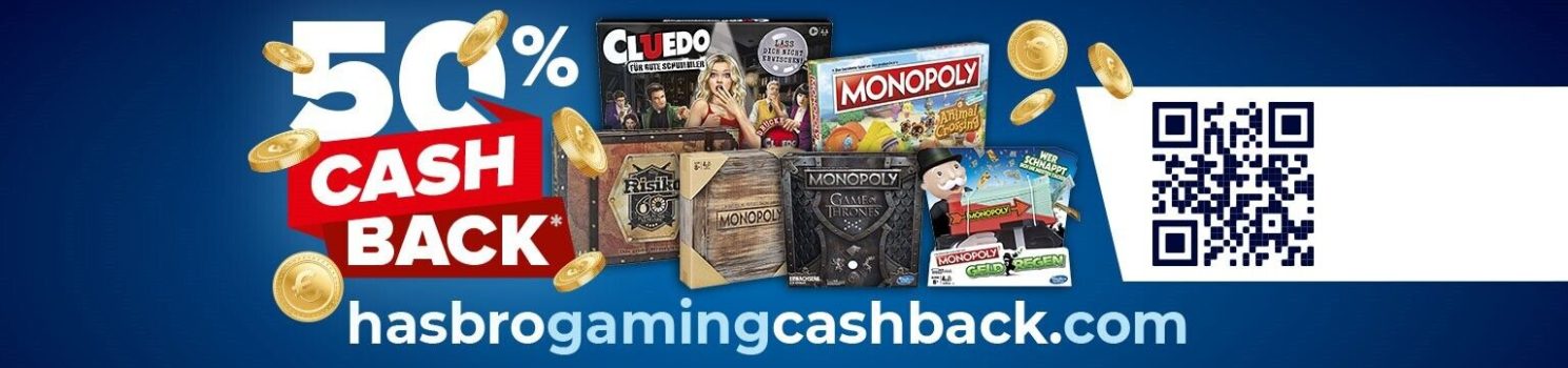 Hasbro Gaming Cashback - Erhalte 50% Cashback* auf Lieblingsspiele