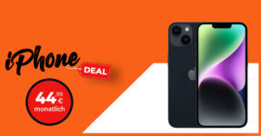 Apple iPhone 14 mit 50€ Wechselbonus und 38GB LTE nur 44,99 Euro monatlich - nur 1 Euro Zuzahlung