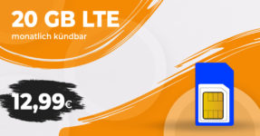 Monatlich kündbar - 15GB LTE nur 9,99 Euro und 20GB LTE nur 12,99 Euro monatlich