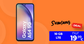 Samsung Galaxy A54 5G mit 10GB LTE und 30 Euro Wechselbonus nur 19,99 Euro monatlich - nur 9 Euro Zuzahlung