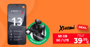 Xiaomi 13 5G & Xiaomi Buds 4 Pro für einmalig 49,95 Euro mit 50GB LTE5G nur 39,99 Euro monatlich