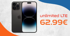 Apple iPhone 14 Pro Max für einmalig 99,95 Euro mit unlimited LTE5G für 62,99 Euro monatlich