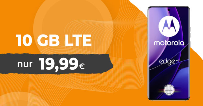 Motorola Edge 40 & 30€ Wechselbonus mit 10GB LTE nur 19,99 Euro monatlich