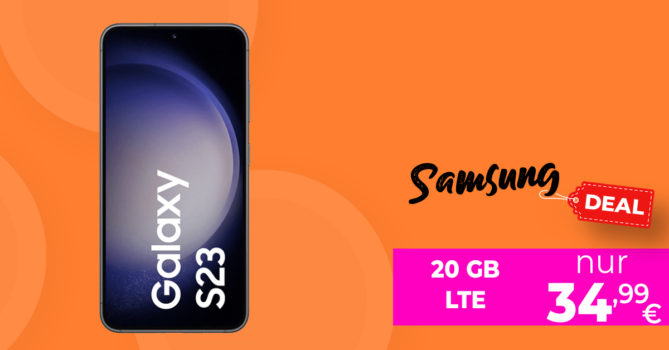 Samsung Galaxy S23 für einmalig 49 Euro mit 50€ Wechselbonus und 20GB LTE nur 34,99 Euro monatlich