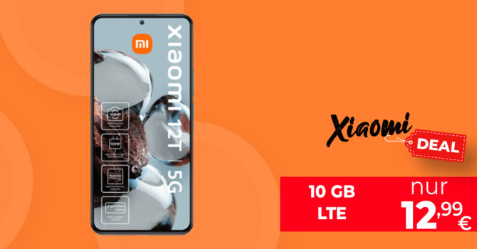 Weekend-Deal - Xiaomi 12T -256GB- mit 10GB LTE nur 12,99 Euro monatlich - nur 1 Euro Zuzahlung