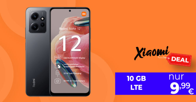 Xiaomi Redmi Note 12 & 30€ Wechselbonus mit 10GB LTE nur 9,99 Euro monatlich