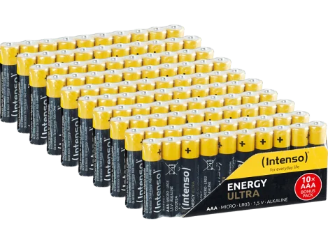 INTENSO 7501910MP ENERGY ULTRA AAA LR03 100PCS PACK Alkaline Batterien, 1.5 V Volt, 1250 mAh nur 15 Euro
