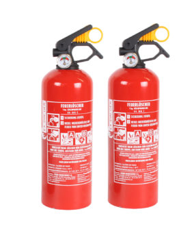 2 x Autofeuerlöscher GP-1x ABC 1kg mit Halterung + Manometer / Kfz Feuerlöscher nur 20,69 Euro