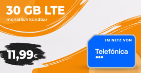 Monatlich kündbar - 30GB LTE Allnet Flat nur 11,99 Euro monatlich