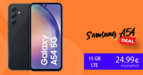 Samsung Galaxy A54 mit 10GB LTE nur 22,99 Euro und mit 15GB LTE nur 24,99 Euro monatlich - nur 1 Euro Zuzahlung und kein Anschlusspreis
