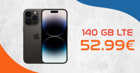 Apple iPhone 14 Pro für einmalig 99,99 Euro mit 100€ Wechselbonus und 140 GB 5GLTE nur 52,99 Euro monatlich