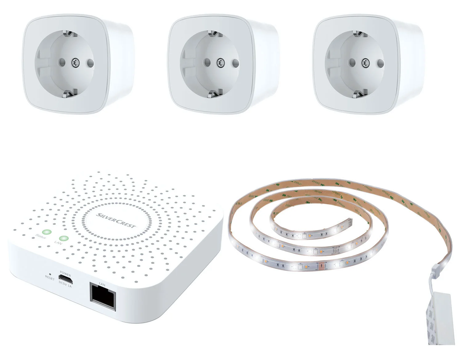 SILVERCREST® Zigbee Smart Home Starter Set, Gateway + 3 Zwischenstecker +  LED-Band nur 49,99 Euro - DealAmigo