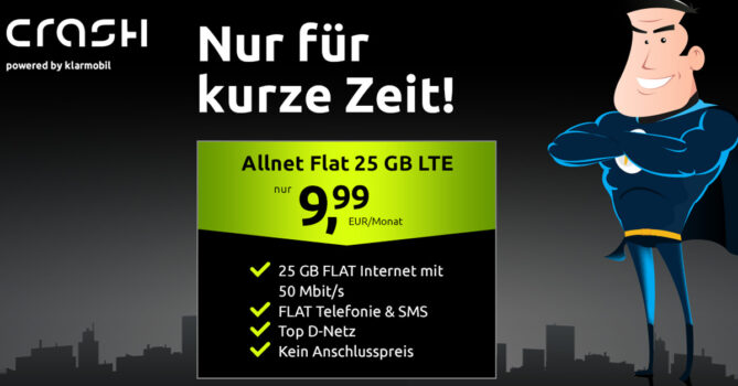 Vodafone 25GB Allnet Flat nur 9,99 Euro monatlich - kein Anschlusspreis